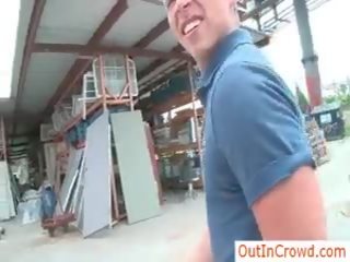 Construction Worker Gets Sucked In Public By Outincrowd