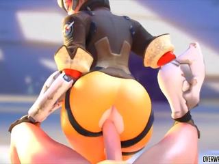 Lustful and Naughty Tracer from Overwatch gets Pussy.